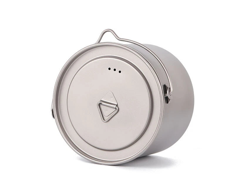 Titanium Hanging Pan Folding Short Handle Camping Single Pot Light 900ml 07FC0E-D4 - KOEEK