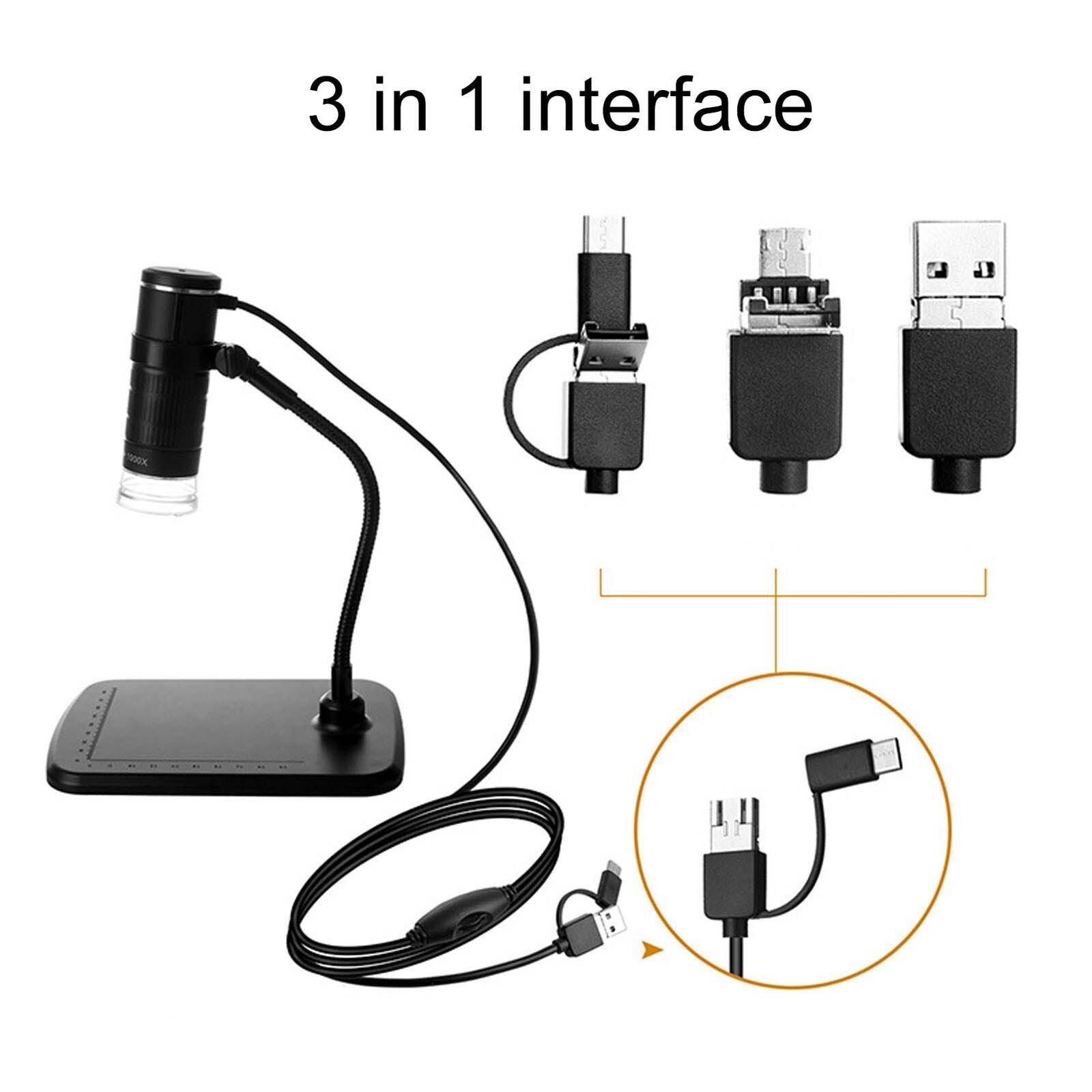 new Handheld Magnification Endoscope 3 In 1 Interface USB HD Digital Microscope Kit koeek - KOEEK