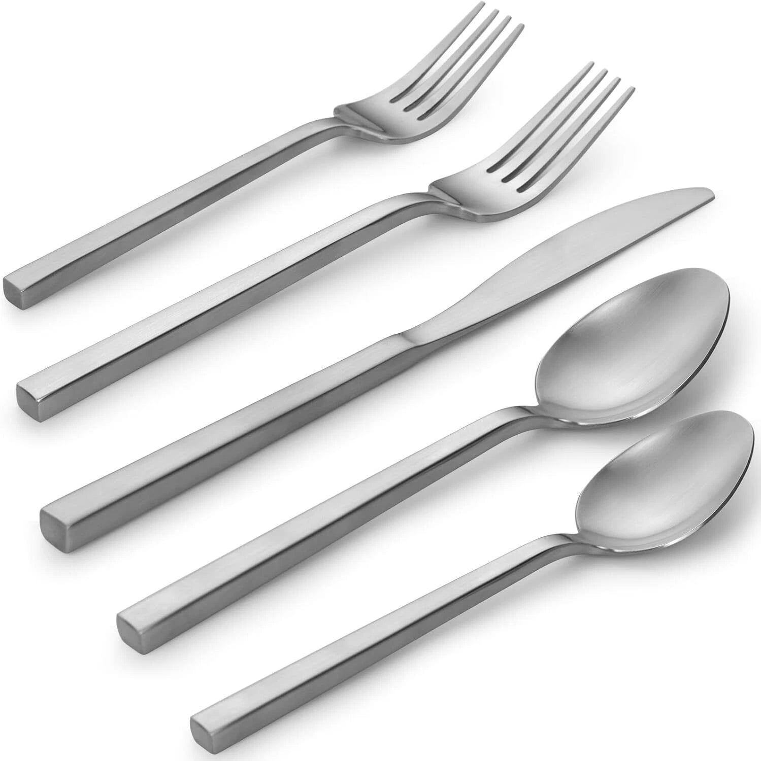 Cube 20-Piece Forged Silverware Set Stainless Steel Flatware Set,Service for 4 07FC0E-D4 - KOEEK