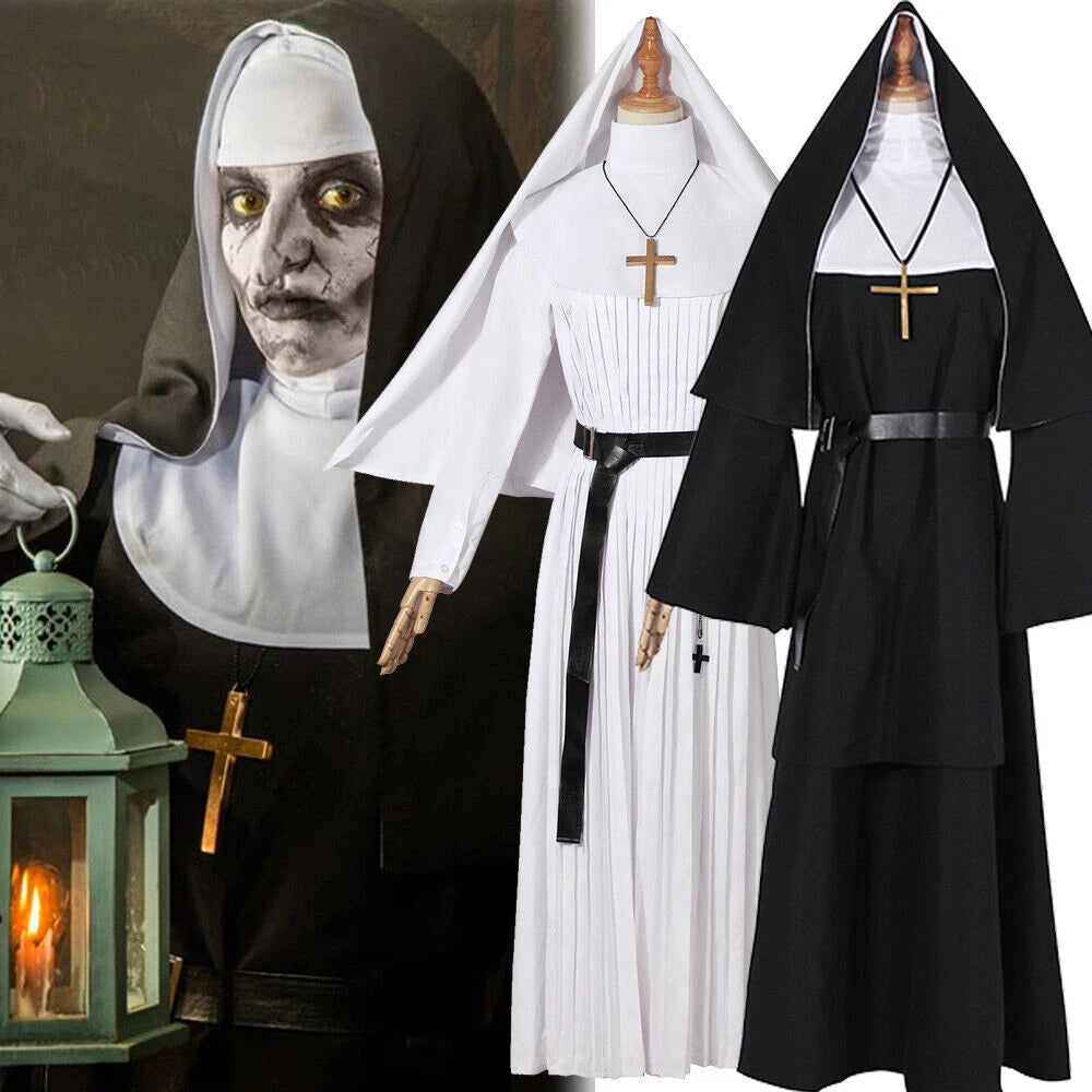 The Nun Valak Costume The Conjuring 2 Halloween Cosplay Fancy  Black White Dress 07FC0E-D4 - KOEEK
