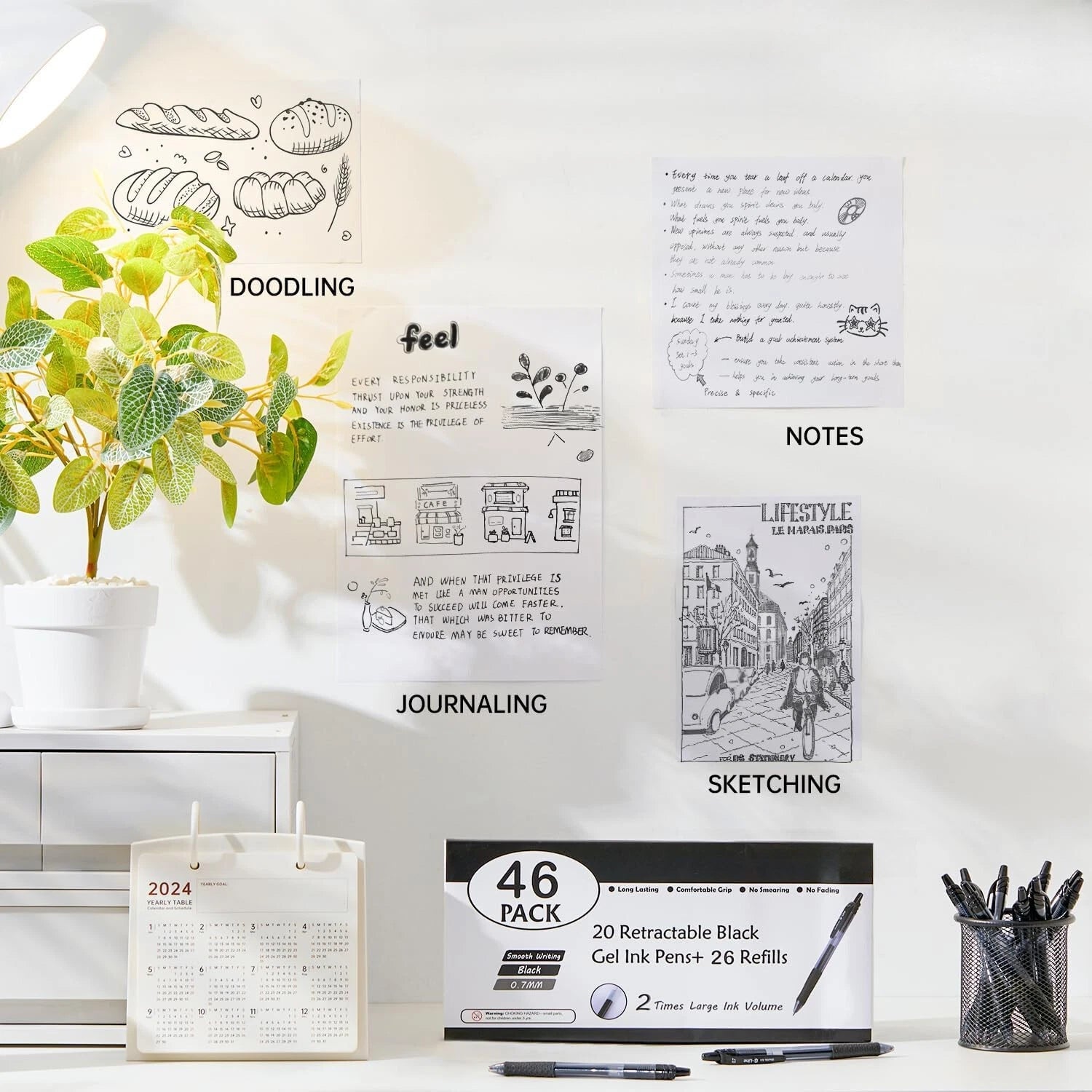 Neutral Markers, 46 Count (20 Neutral Markers,26 Refills) Retractable Medium Tip 07FC0E-D4 - KOEEK