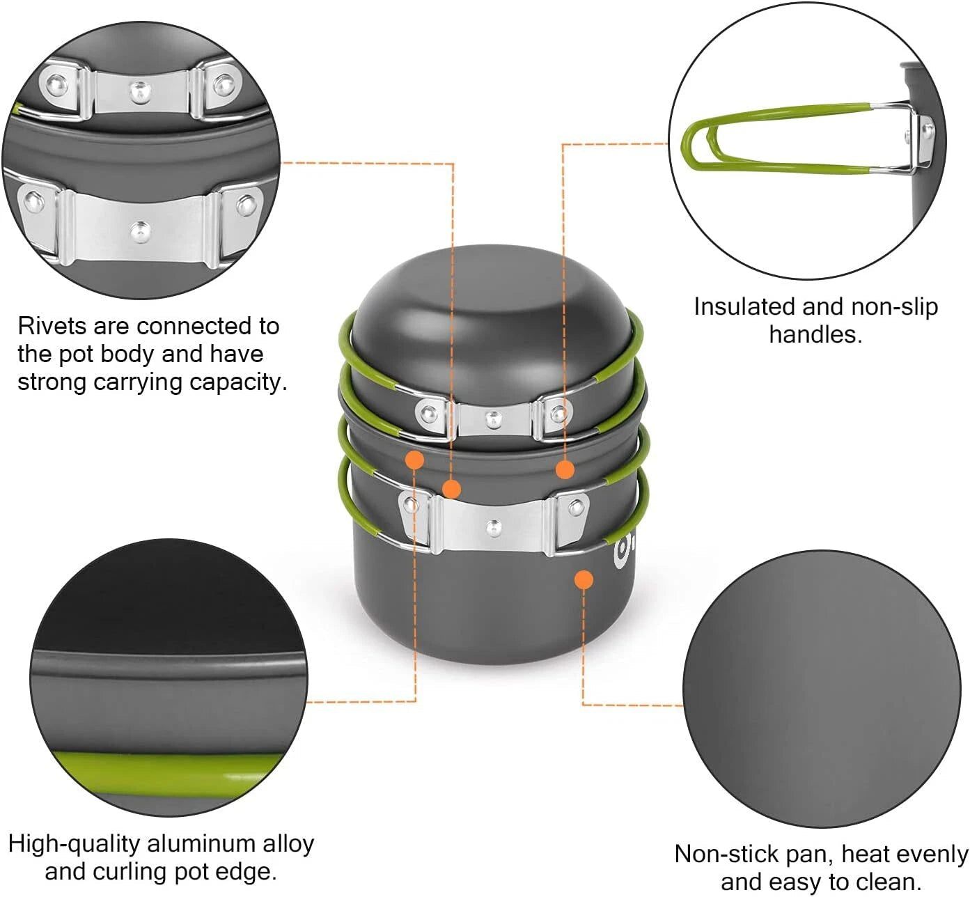 16-Piece Camping Cookware Set, Lightweight Pots and Pans Mini Stove with 2 Cups 07FC0E-D4 - KOEEK