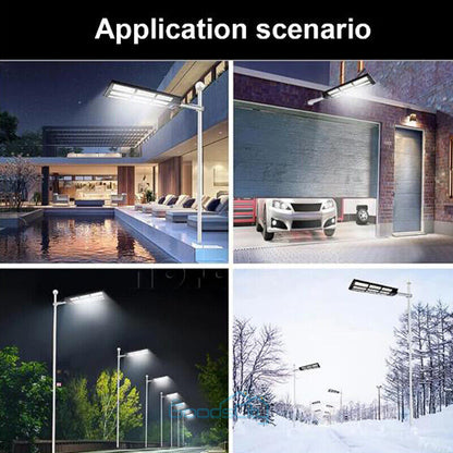 new Outdoor Commercial 1500W LED Solar Street Light IP67 Dusk-to-Dawn Road Lamp+Pole