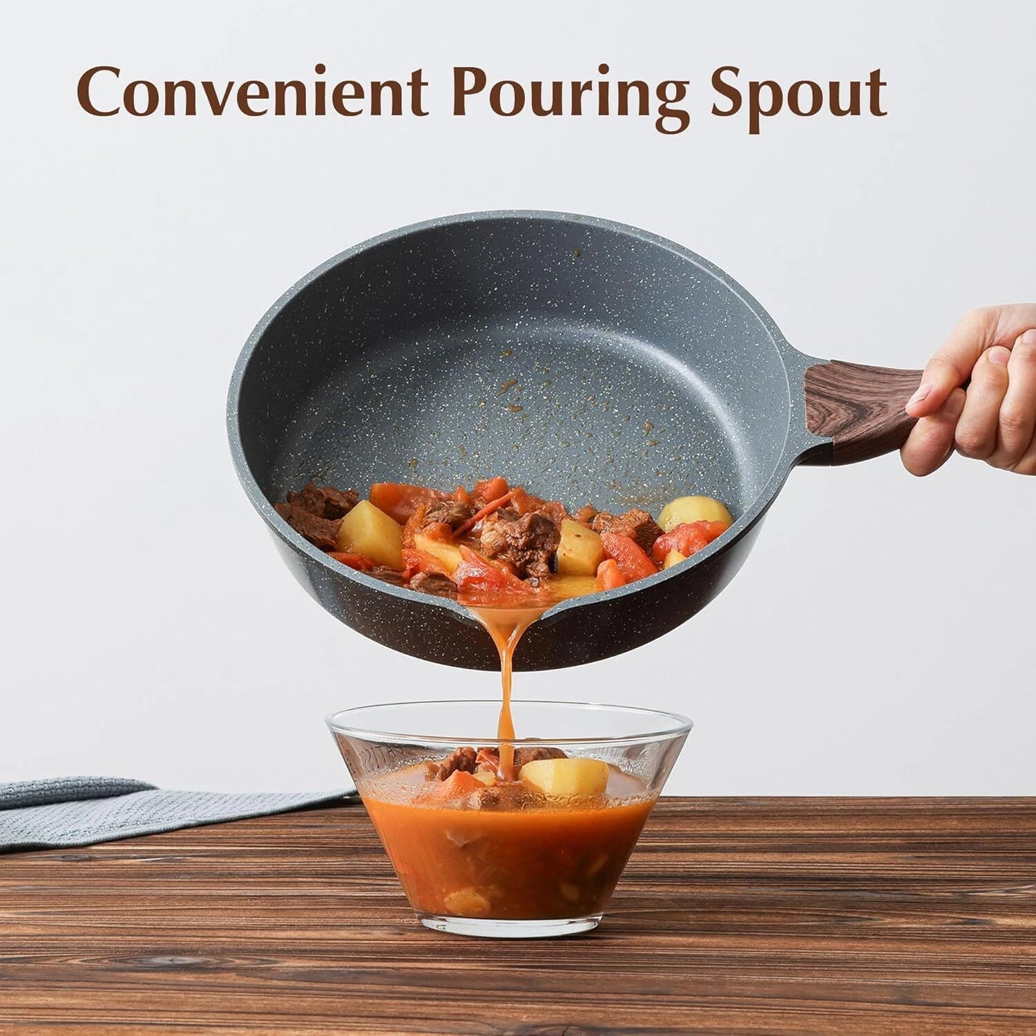 Nonstick Skillet,Deep Frying Pan10‘’,Saute Pan with Lid,Healthy Cooking Pan 07FC0E-D4 - KOEEK