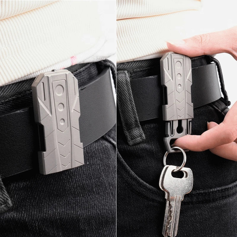 EDC Titanium Belt Buckle Portable Men's Belt Clip Waist Hang Keychain Crowbar 07FC0E-D4 - KOEEK