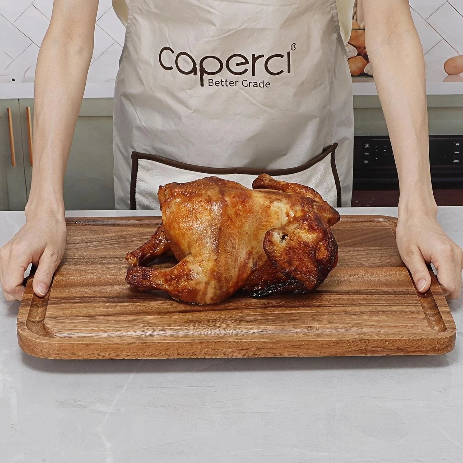 Acacia Wood Cutting Board for Kitchen - Organic Wooden Chopping Serving Board 07FC0E-D4 - KOEEK