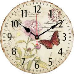 14''Silent Non-Ticking Wall Clock,Arabic Numerals Pattern Wooden Round Clock 07FC0E-D4 - KOEEK