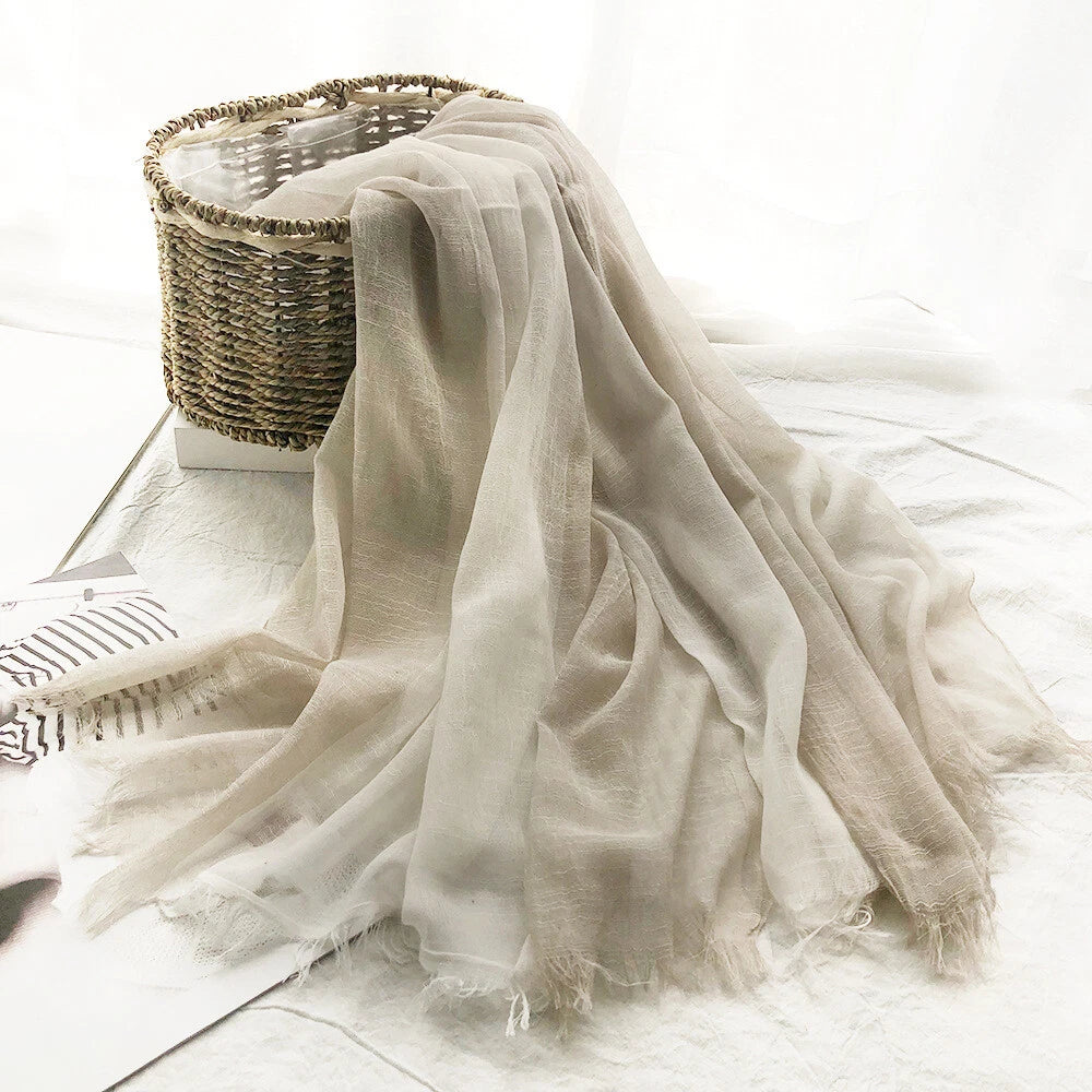 Soft Linen Cotton Scarf Shawls Muslim Large Hijab Wraps Unisex Women Men Scarves 07FC0E-D4 - KOEEK