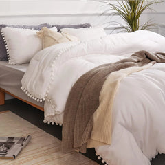 Queen Size Comforter Set Queen Size Comforter Set with Pom Pom Fringe 3Piece Set
