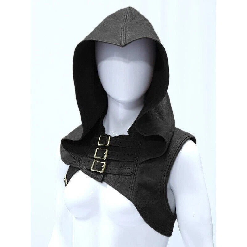 Medieval Buckle Cosplay Shoulder Armor Cloak Leather Headsuit Retro Renaissance 07FC0E-D4 - KOEEK