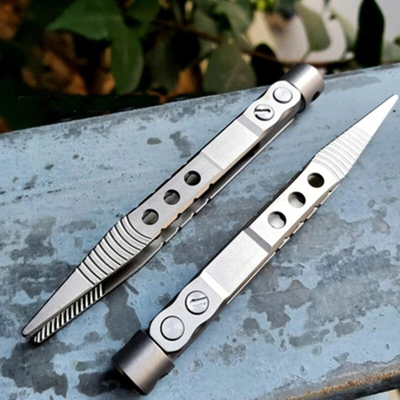 Titanium Alloy Tweezers Anti-static Corrosion Resistance Pocket Clamp EDC Tool 07FC0E-D4 - KOEEK