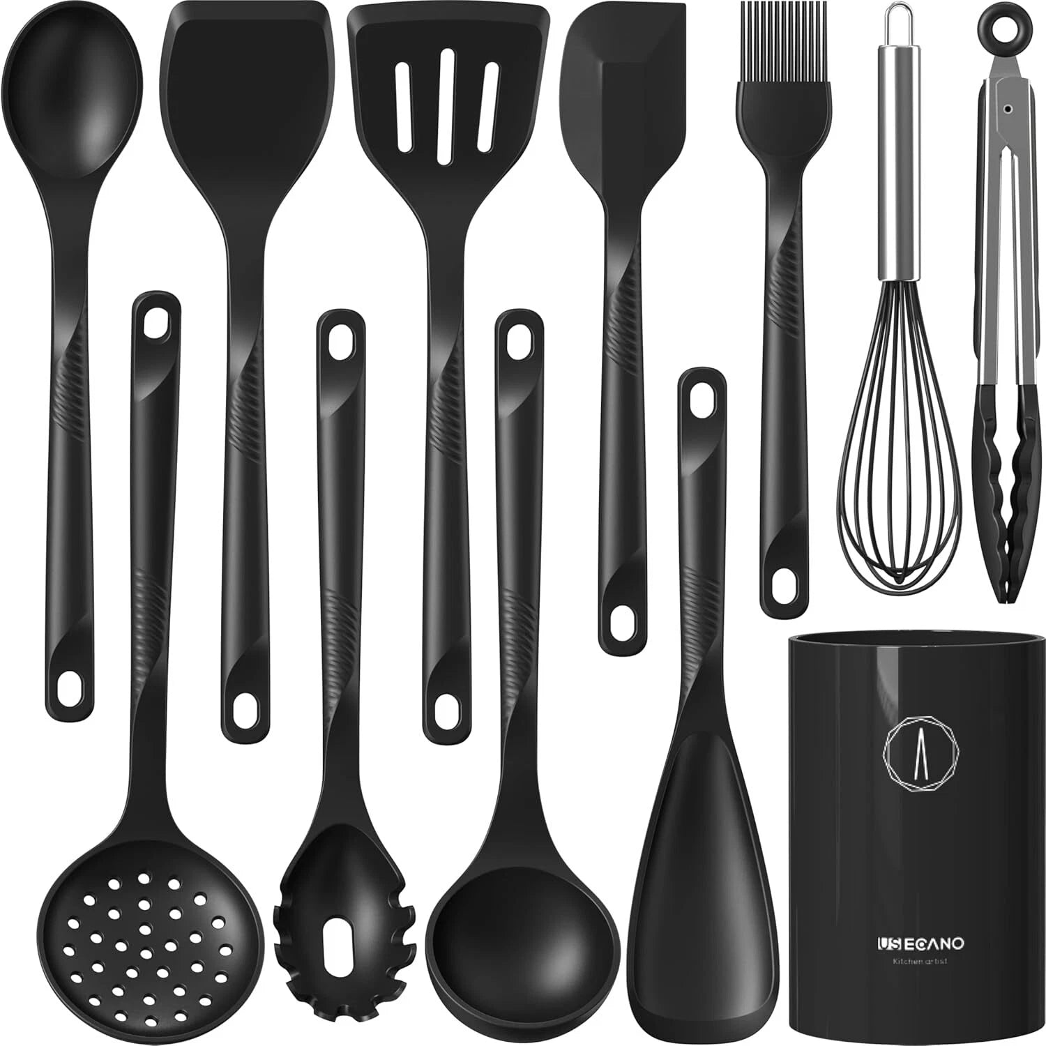 Silicone Cooking Utensils Set 600°F Heat Resistant,Nonstick Kitchen Utensil Set 07FC0E-D4 - KOEEK