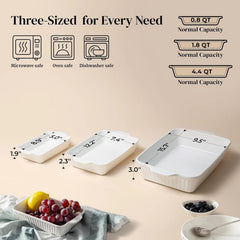 Oven Casserole, Baking Pan Set, Ceramic Bakeware 3-Piece Set 07FC0E-D4 - KOEEK