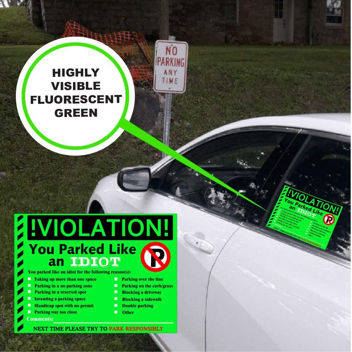 new You Parked Like an Idiot Business Sticker 7.5x5.5 inch Multi Reasons Green 07FC0E-D4 - KOEEK