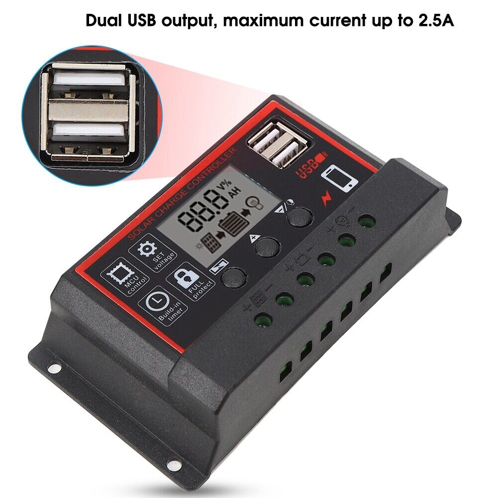 new LCD Solar Controller PWM Solar Controller Solar Controller 5V /2.5A Dual USB koeek - KOEEK