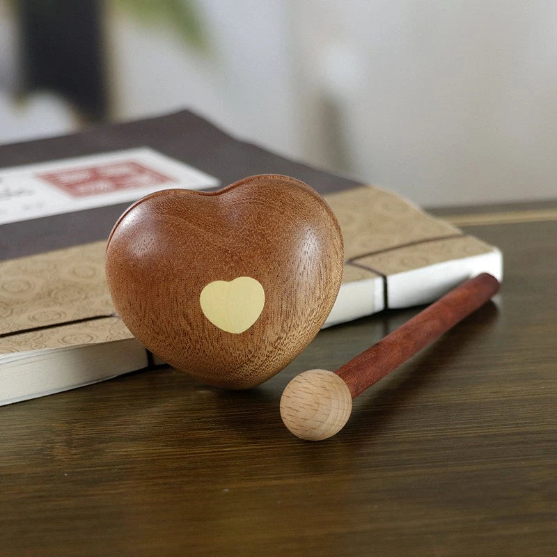 5.3x5.9x3.8cm Wooden Heart Mokugyo Desk Decor Meditation Percussion Ornament 07FC0E-D4 - KOEEK