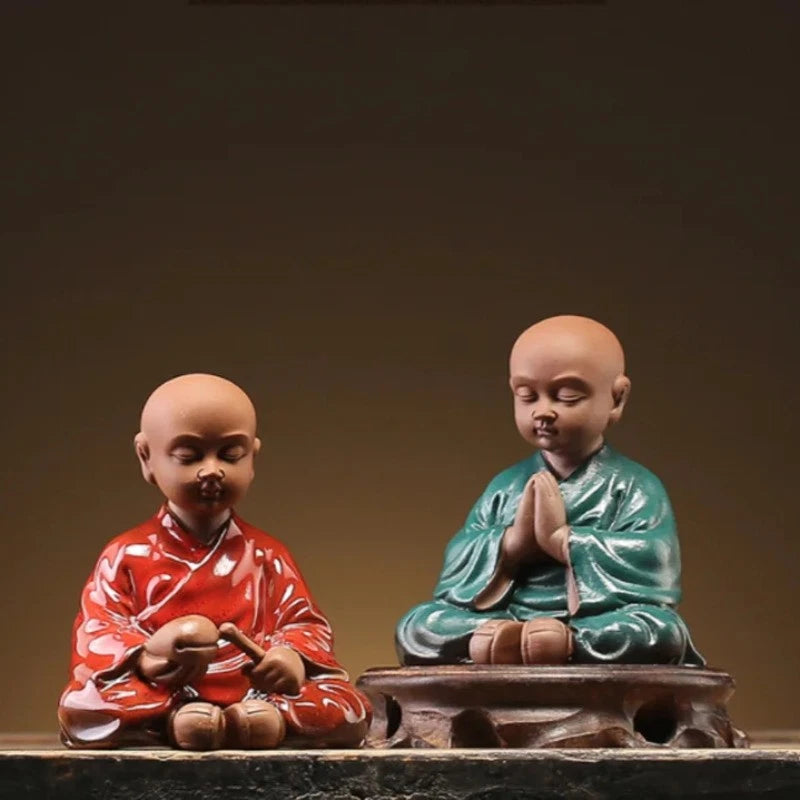 8.8cm Purple Clay Handmade Little Monk Zen Tea Pet Kung Fu Home Decoration 07FC0E-D4 - KOEEK