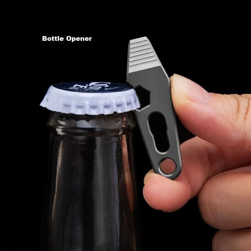 EDC Mini Titanium Alloy Keychain Multi Tool Pocket Pry Bar Crowbar Opener Cutter 07FC0E-D4 - KOEEK