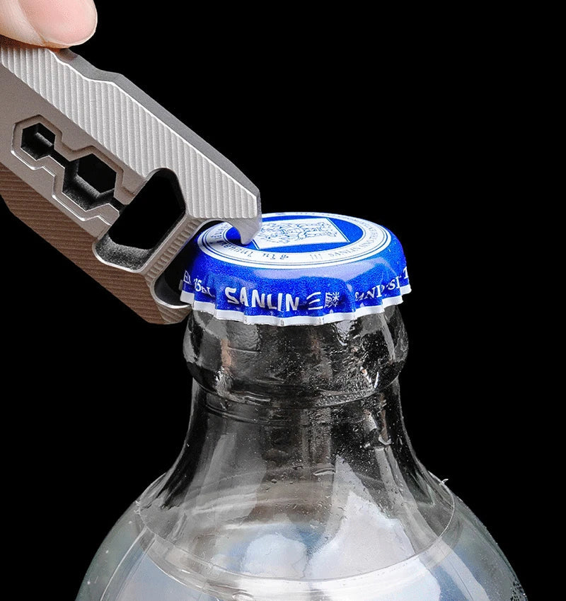 EDC Titanium Alloy Keychain Pocket Pry Bar Crowbar Opener Outdoor Multi Tools 07FC0E-D4 - KOEEK
