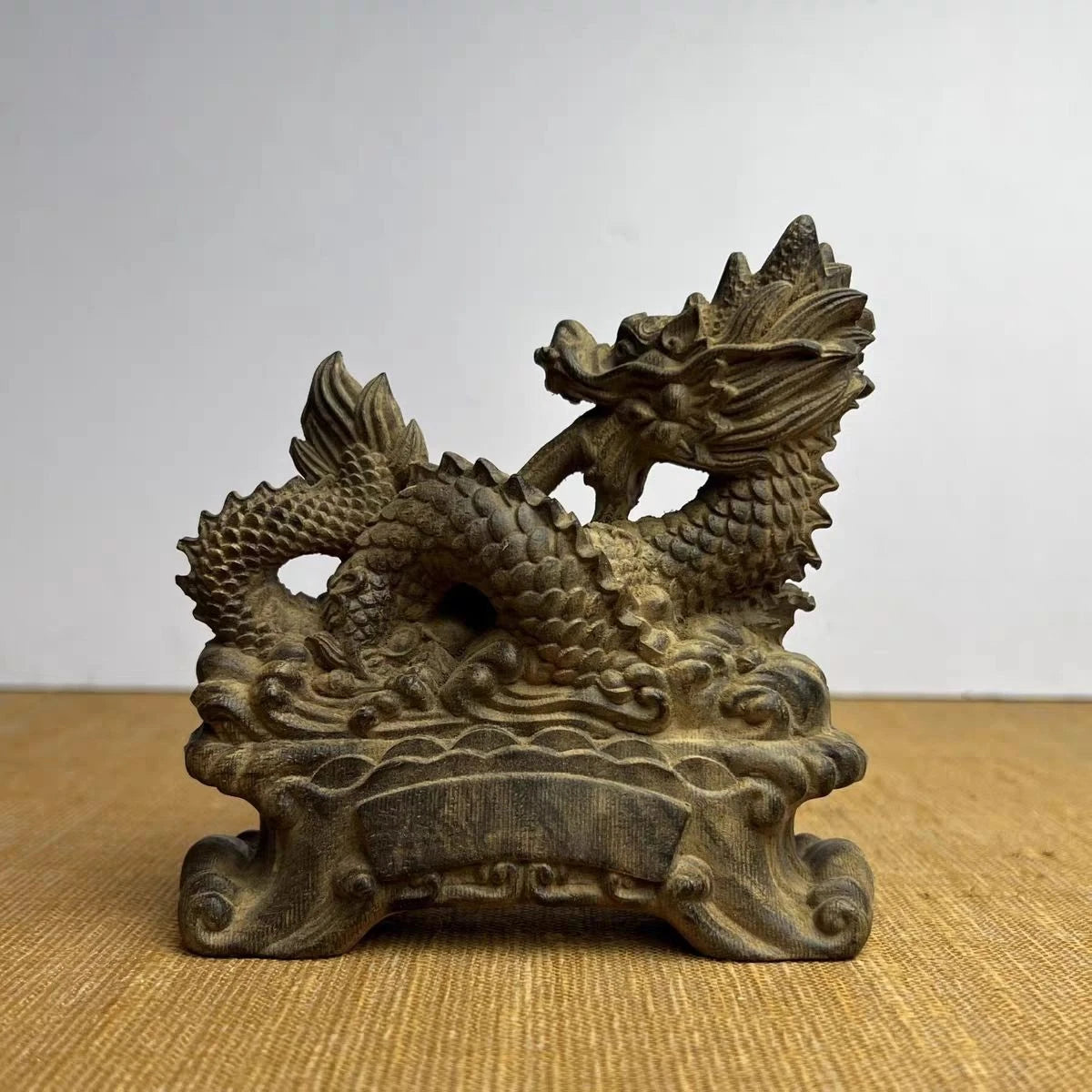 12*12cm Vietnamese Agarwood  Dragon Wealth Figurine Home Decor Gift 07FC0E-D4 - KOEEK