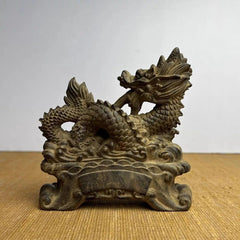 12*12cm Vietnamese Agarwood  Dragon Wealth Figurine Home Decor Gift 07FC0E-D4 - KOEEK