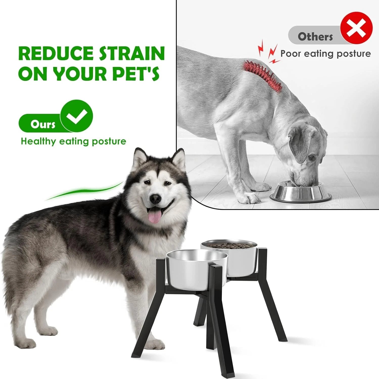 Elevated Dog Bowl Stand for Large Dogs, Adjustable Width 7-10.6" 07FC0E-D4 - KOEEK