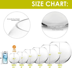 Glass Bubble Vase (H-4.5" W-5.5", Approx. 1/4 Gal.) Small Fish Bowl 07FC0E-D4 - KOEEK