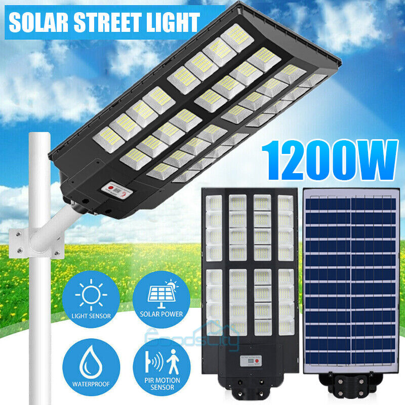 ny 1200W LED Luz Solar Para Exterior Con Sensor De Movimiento Jardin Patio Lampara