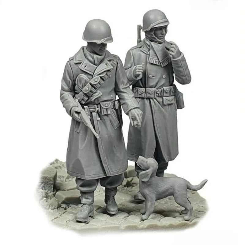 1/35 Resin Model Kit WWII US Infantry Set 2 Figures & Dog Unassembled Unpainted 07FC0E-D4 - KOEEK
