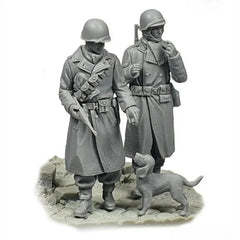 1/35 Resin Model Kit WWII US Infantry Set 2 Figures & Dog Unassembled Unpainted 07FC0E-D4 - KOEEK