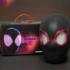 In US! Miles Morales Spider Man Mask Movable Eyes Remote Ring Control Cos Gift 07FC0E-D4 - KOEEK