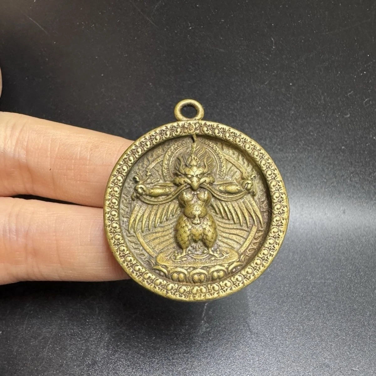 Nepalese Tibetan Brass Garuda Pendant Amulet Collectible Ethnic Jewelry 07FC0E-D4 - KOEEK
