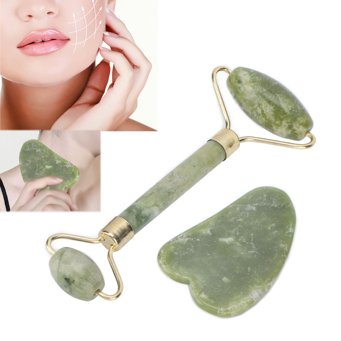 new Jade Roller Face Lifting Slimming Wrinkle Removal Double End Face Massage HGF koeek - KOEEK