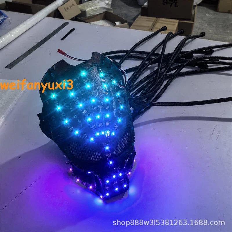 Predator LED Colorful Light Helmet Mask Remote Control DJ Club Costume Props 07FC0E-D4 - KOEEK