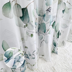 Green Eucalyptus Leaves Curtains for Living Room 96 inch Length 2 Panels Set 07FC0E-D4 - KOEEK