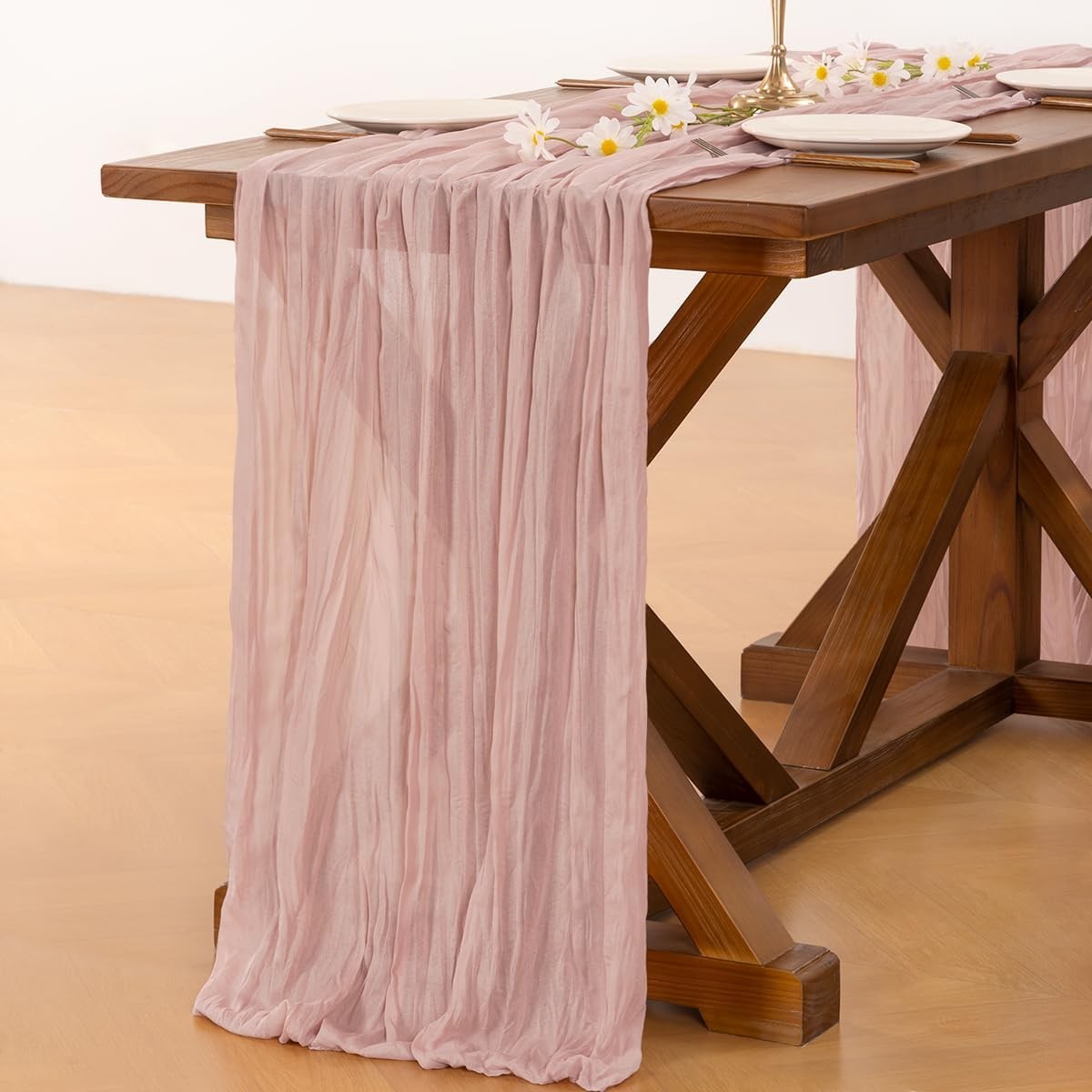 new Socomi Pink Cheesecloth Table Runner Summer Boho 10ft x 1pc, Dusty