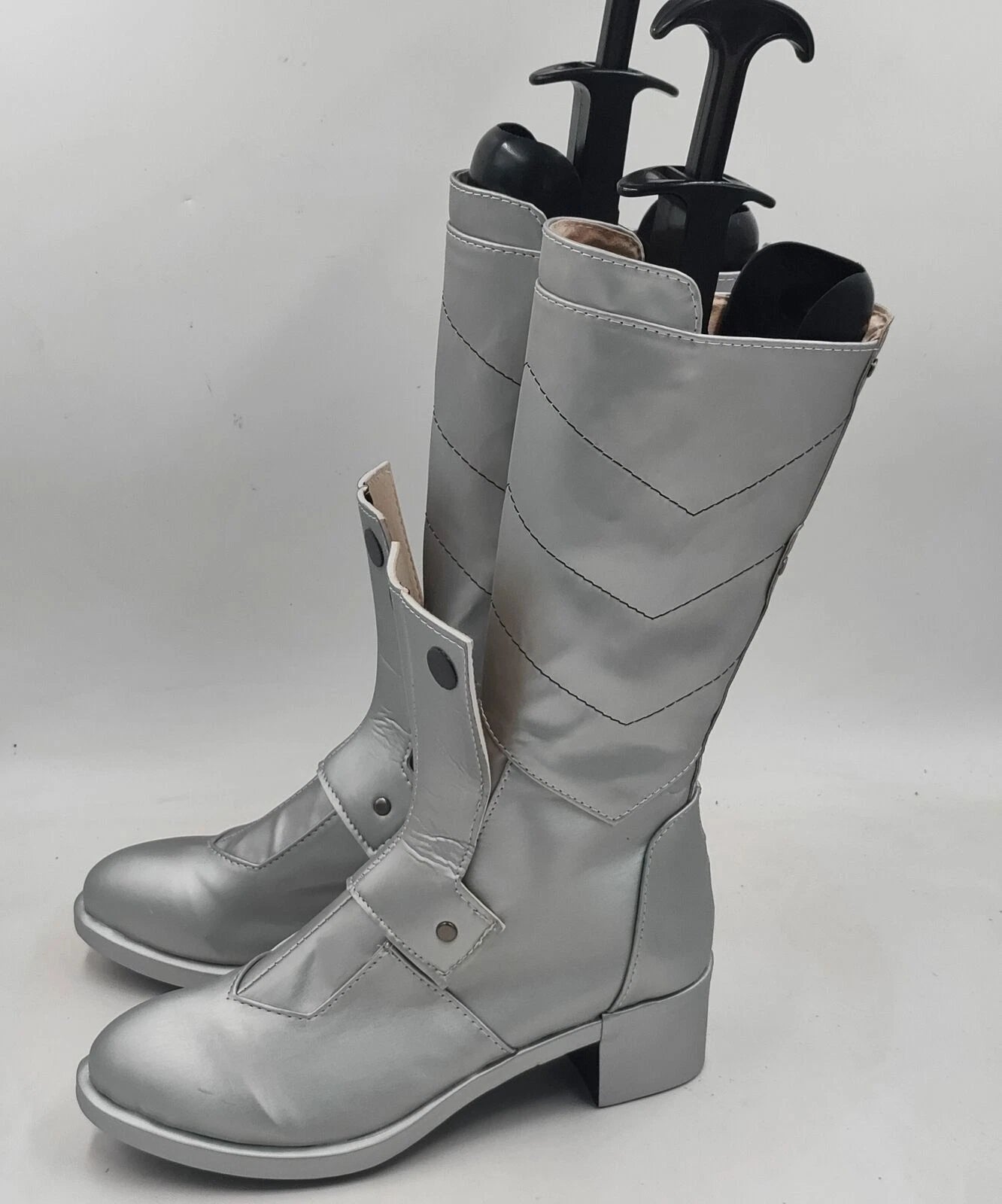 Kaiju No. 8 Kikoru Shinomiya Cosplay Shoes Silver Long Boots Costume Halloween 07FC0E-D4 - KOEEK