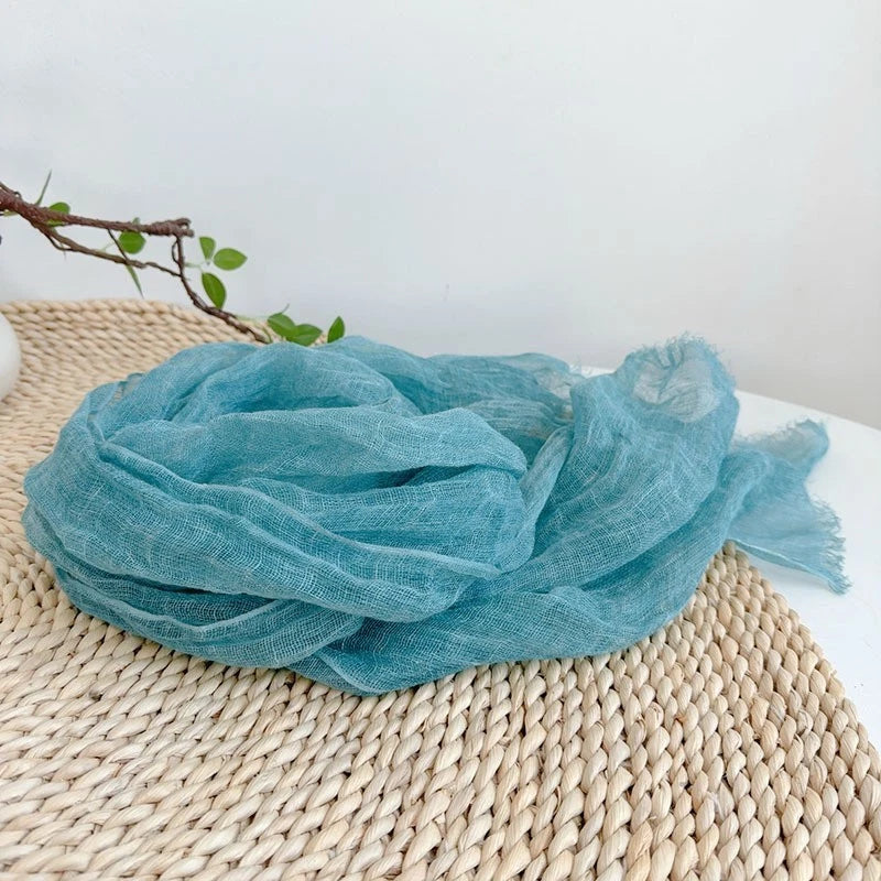 Women Flax Linen Thin Soft Scarf Breathable Summer Shawl Plain Color Scarves 07FC0E-D4 - KOEEK