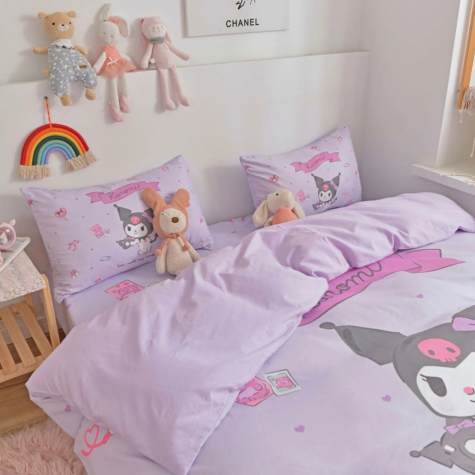 Kurami My Melody Cinnamoroll Cartoon Bedding Set Quilt Sheet Cover Pillow Case 07FC0E-D4 - KOEEK