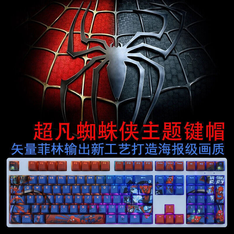 Spiderman 108 Keys PBT Translucent Keycaps OEM Height for Mechanical Keyboard 07FC0E-D4 - KOEEK