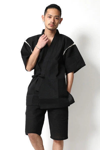 Japanese Mens Pajamas Sets Loungewear Jinbei Kimono Short Sleeve Pants Sleepwear 07FC0E-D4 - KOEEK