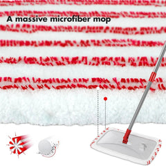 Extra Large Microfiber Floor Cleaning Mop, 16” Flat Mop, Red 07FC0E-D4 - KOEEK