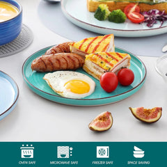 Bonita Blue Dinnerware Set, 4 Person Plate and Bowl Set, 12 Piece Stoare Set 07FC0E-D4 - KOEEK