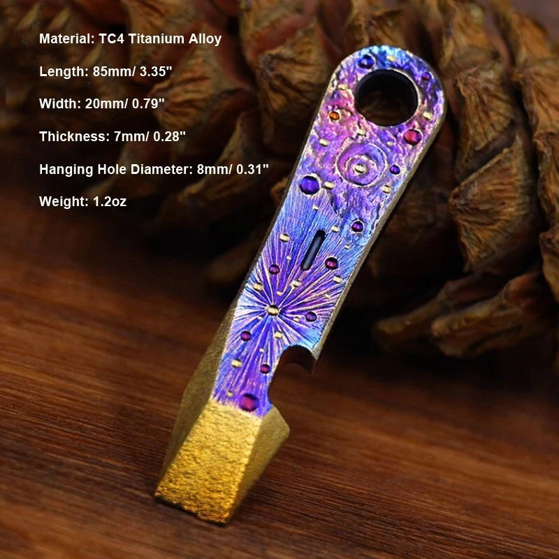 EDC Titanium Alloy Meteorite Pattern Multi Tools Pry Bar Crowbar Opener Outdoor 07FC0E-D4 - KOEEK