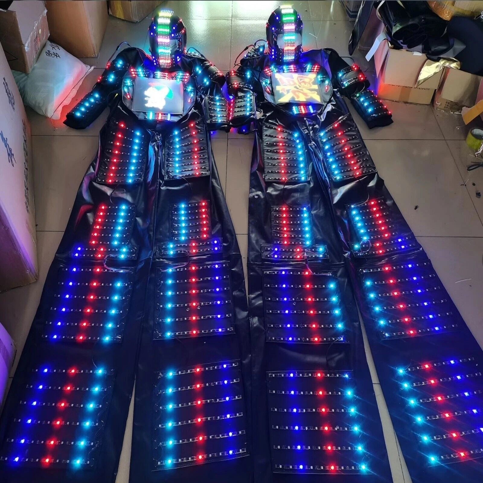 LED Robot Cosplay Costume Illuminated Dance Suit Show Party Clothes Outfit Glow 07FC0E-D4 - KOEEK