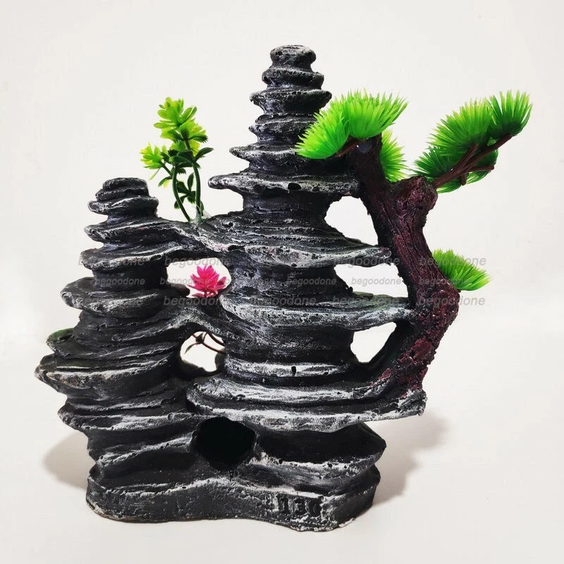 Big Aquarium Rockery Ornament Mountain Tree Fish Tank Decorations Accessories 07FC0E-D4 - KOEEK