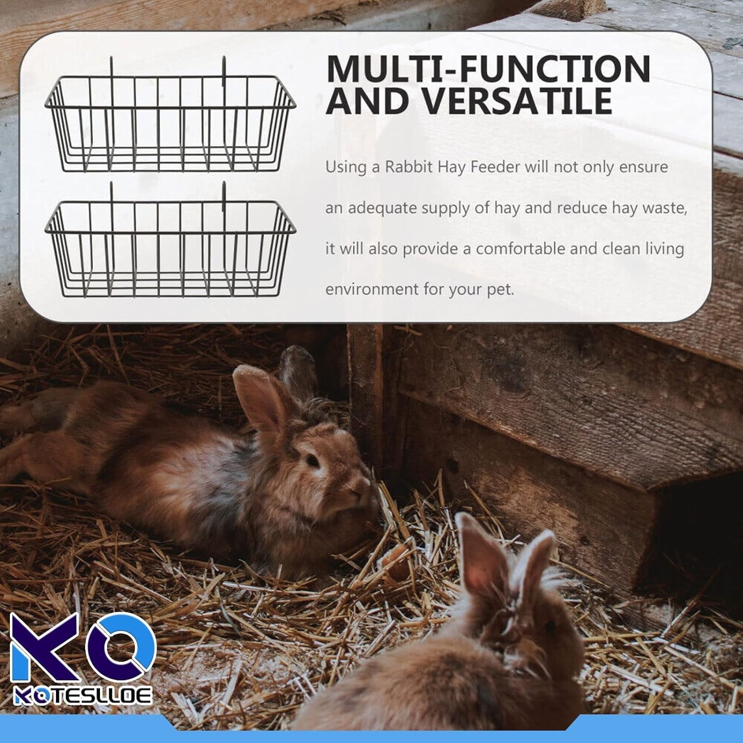 new Hay Feeder for Rabbit, Guinea Pig, Bunny, Chinchilla, Heavy-Duty Metal Black 07FC0E-D4 - KOEEK