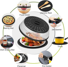 12" Microwave food Cover & Mat,Vented Collapsible Splatter Guard dish Plate lid 07FC0E-D4 - KOEEK