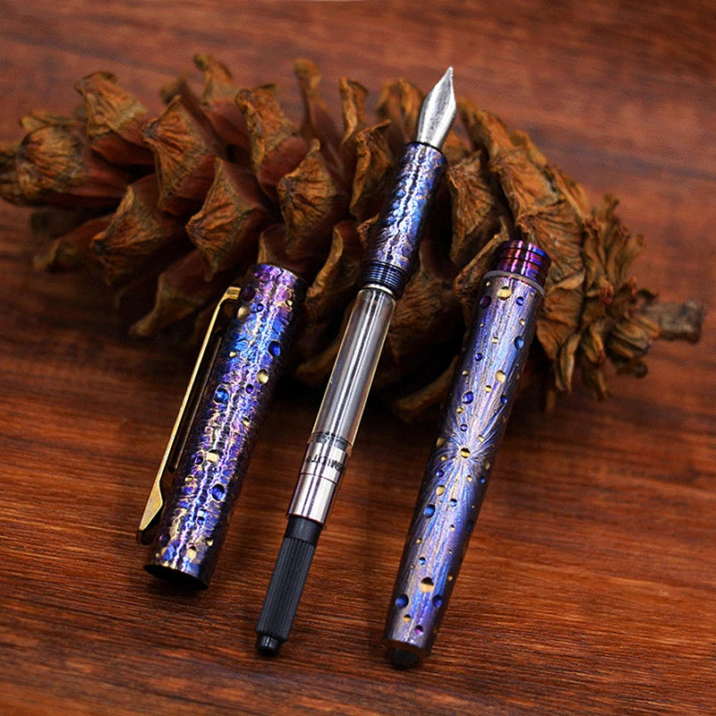 Titanium Pocket Fountain Pen 0.5 Nib Business Signature ink Pen Gift Pen EDC 07FC0E-D4 - KOEEK