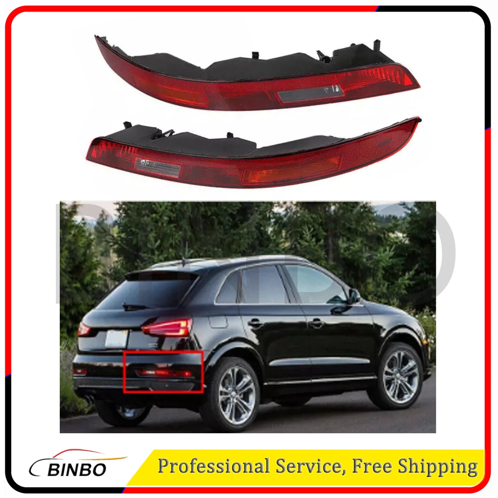 Pair For Audi Q3 2015 2016 2017 2018 Rear Bumper Lower Tail Light Stop Lamp 07FC0E-D4 - KOEEK